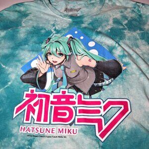 Hatsune Miku Shirt XL Blue Tue Dye Graphic Anime Character Long Sleeve